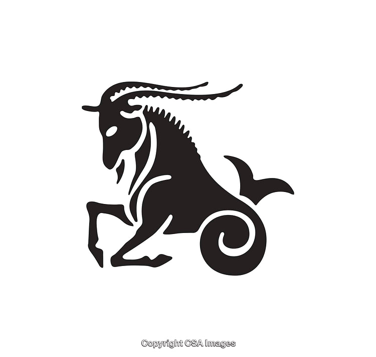 Black And White Icon of Capricorn Zodiac Symbol