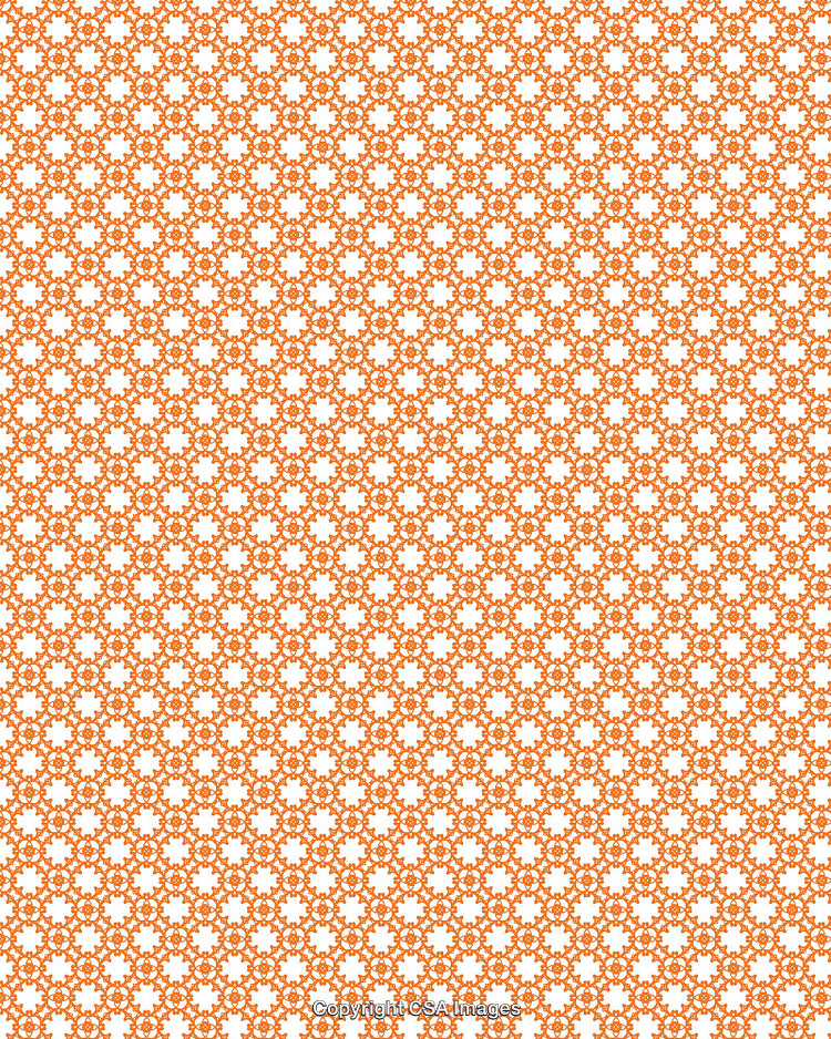 Geometric Orange Pattern with Floral Motif and White Background Design