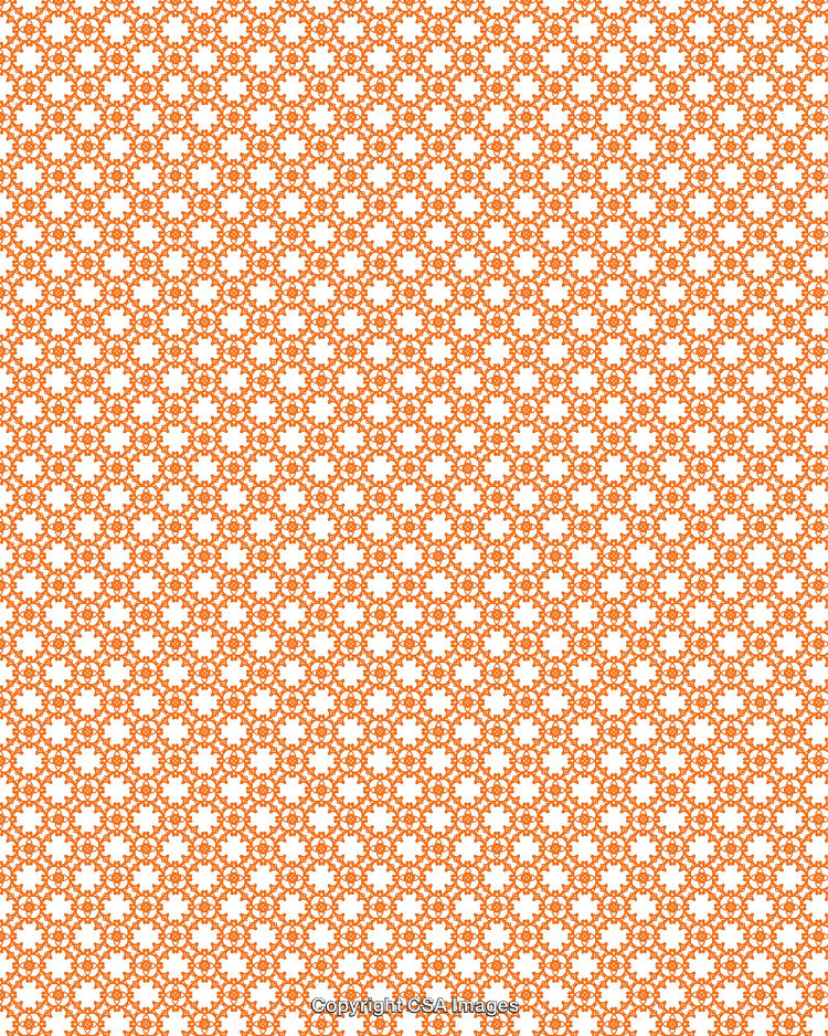 Geometric Orange Pattern with Floral Motif and White Background Design
