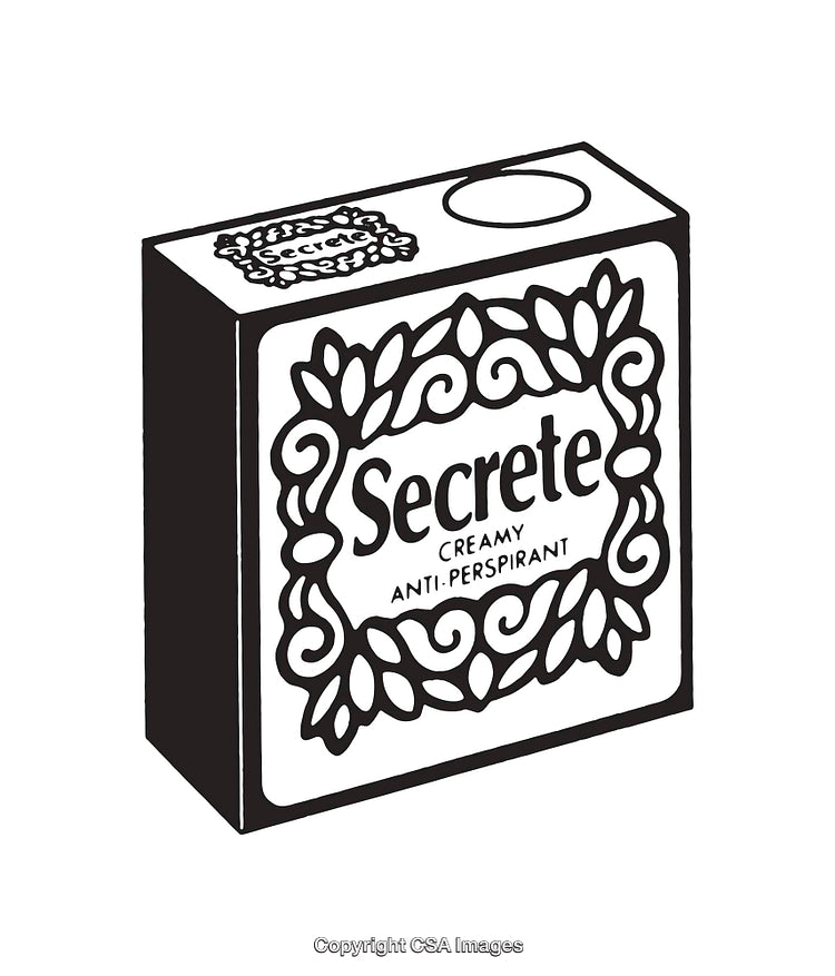 Vintage Black and White Illustration of Antiperspirant Packaging Design