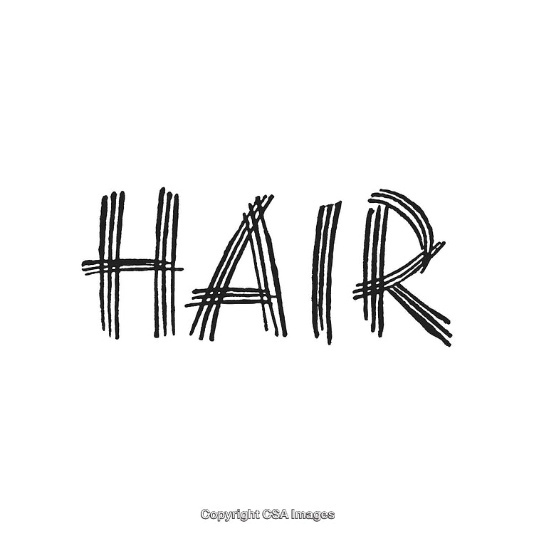 Creative Handwritten Word Art Spelling 'Hair' in Stylized Black Lettering