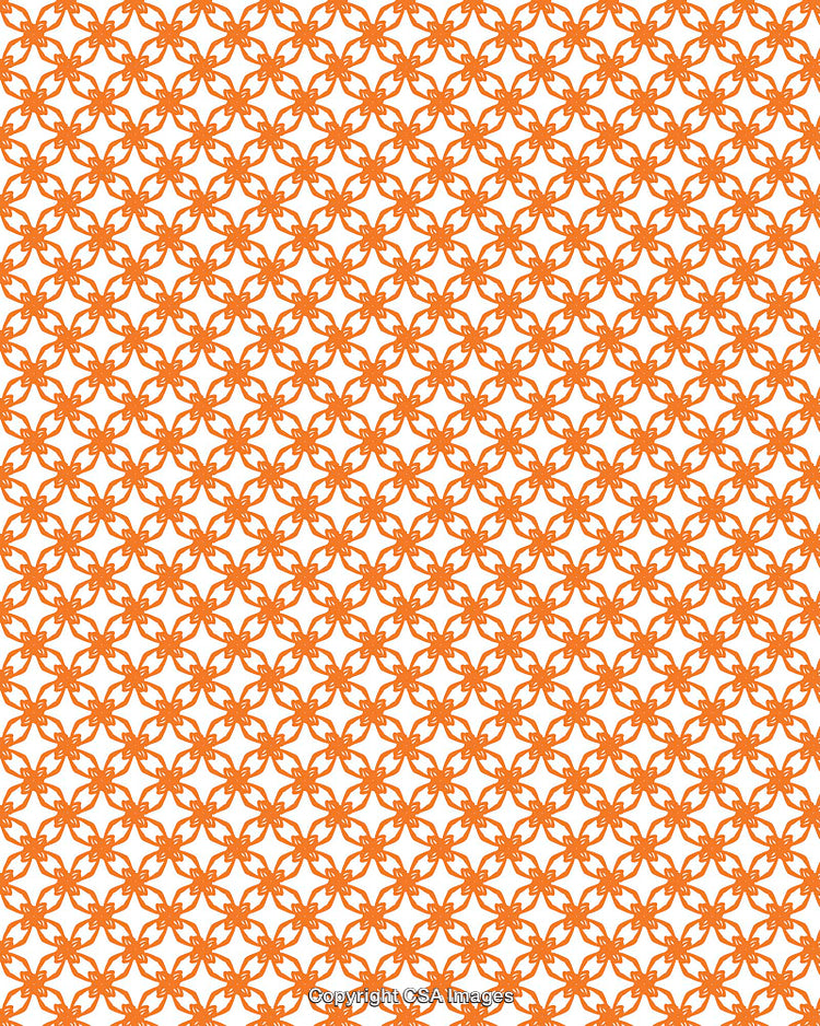 Orange Abstract Repeating Pattern with Interlocking Geometric Shapes