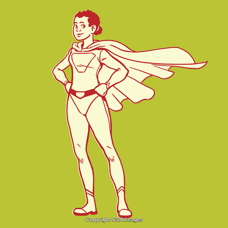 Illustration of Superhero Character in Dynamic Line Art Style
