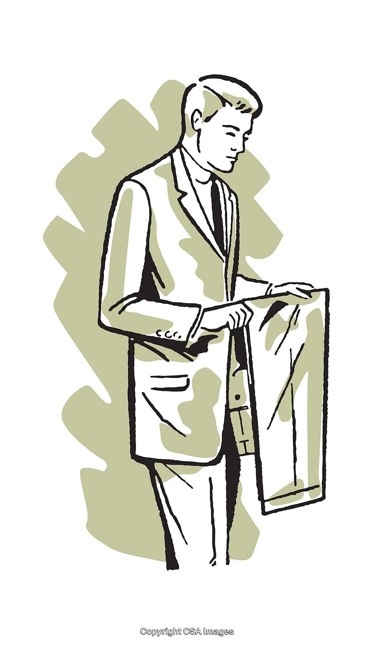 Man Holding Pants in Stylish Illustration with Retro Theme