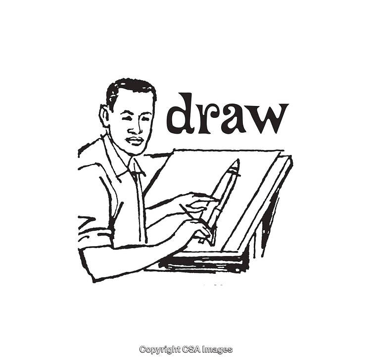 Black and White Line Art of Person Drawing Illustrations