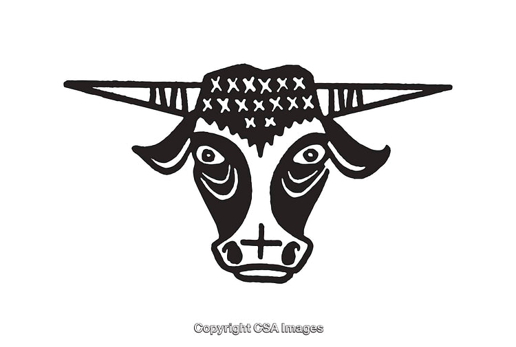 Abstract Line Art of a Bull in Black and White