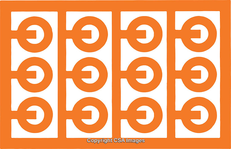 Abstract Symmetric Pattern with Repeating Geometric Shapes in Bright Orange Design
