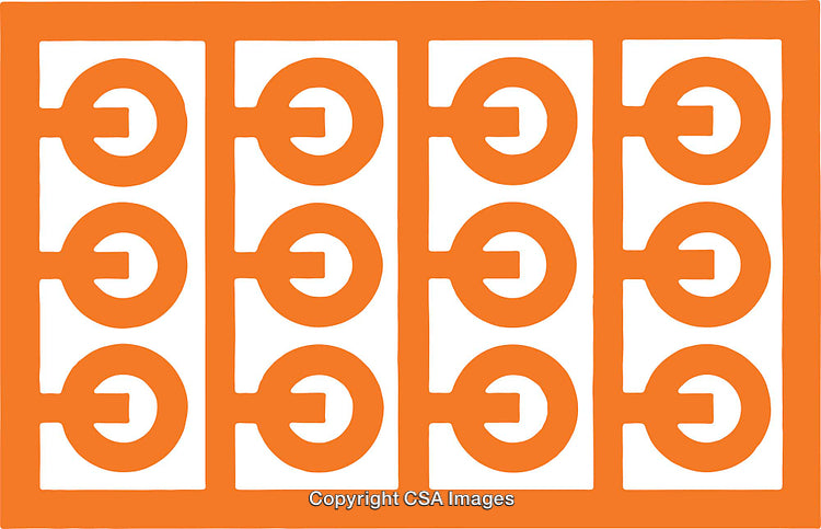 Abstract Symmetric Pattern with Repeating Geometric Shapes in Bright Orange Design