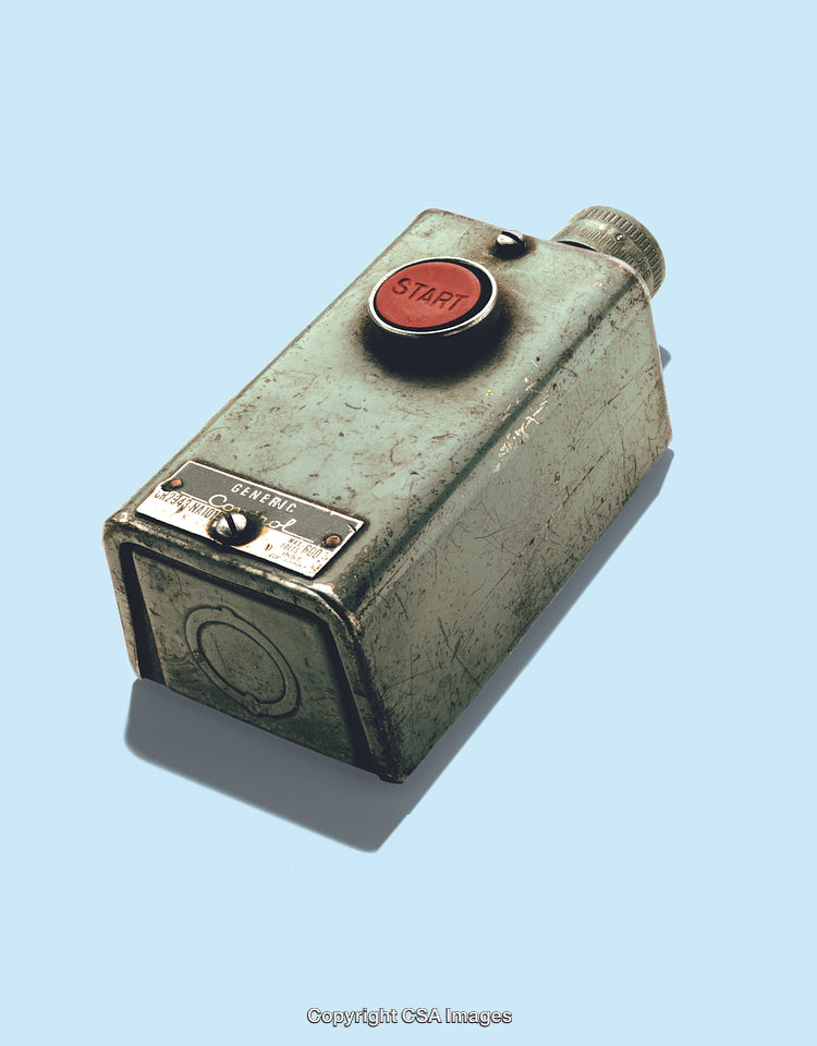 Vintage Industrial Start Button in Minimal Artistic Perspective