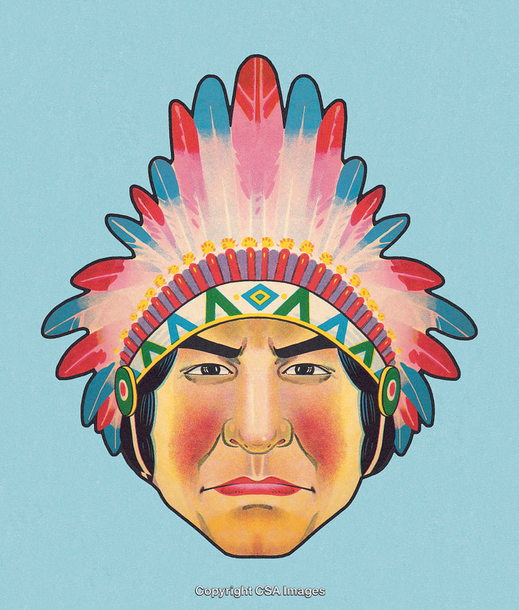 Native American Inspired Artwork Featuring a Traditional Headdress Illustration