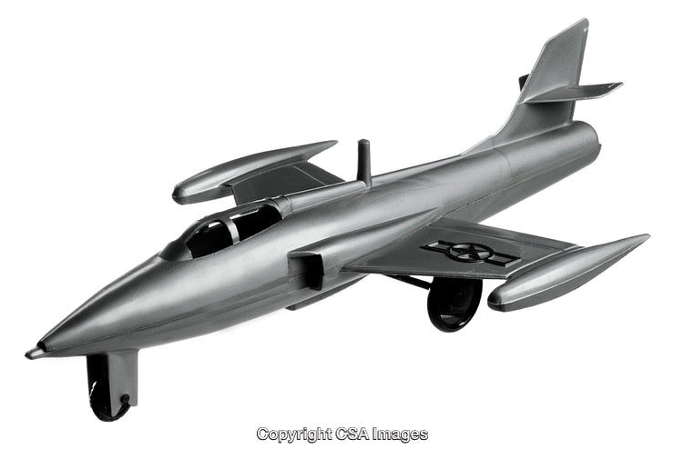 Metallic Toy Jet Plane with Futuristic and Sleek Design in Close View