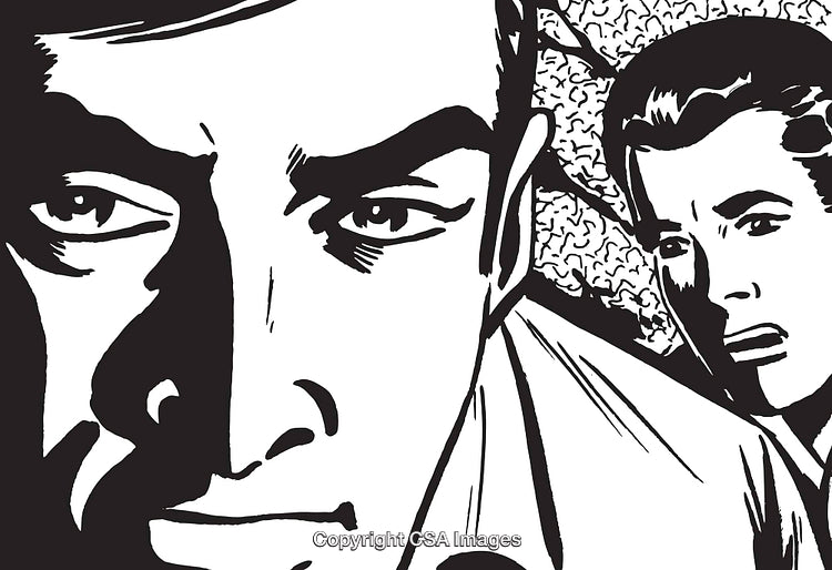 Close-Up Comic Style Illustration of Two Emotional Facial Expressions
