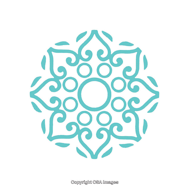 Turquoise Decorative Mandala Design with Symmetrical Circular Patterns