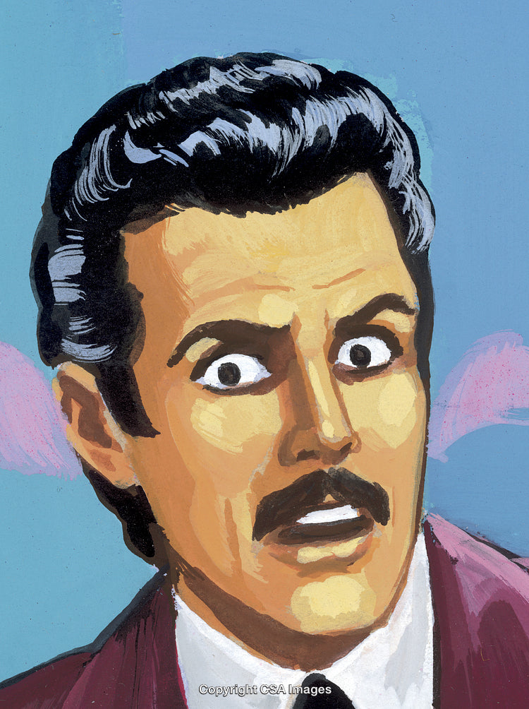 Surprised Vintage Styled Portrait with Bold Colors and Intense Expression