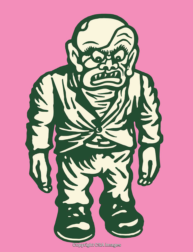 Bold Color Line Art of a Distinctive Character on Pink Background
