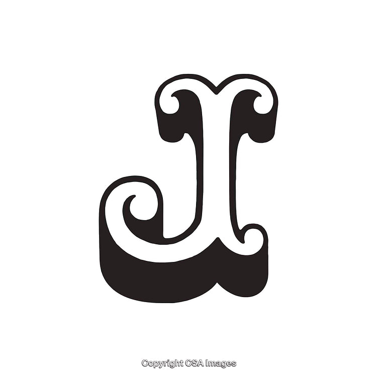 Artistic Black Letter J in Decorative Calligraphy Design