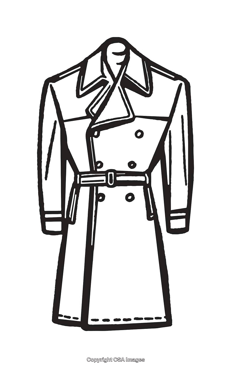 Stylish Line Art Illustration of a Classic Double-Breasted Coat