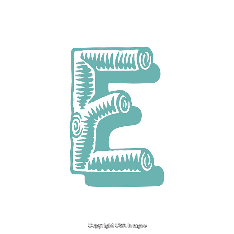 Stylized Artistic Representation of the Letter E in Teal Design