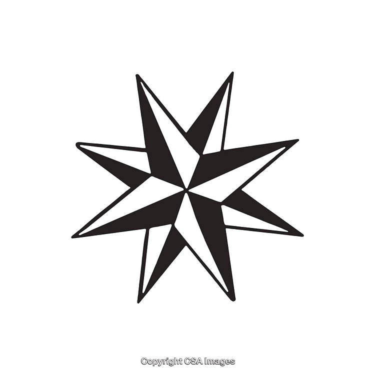 Black And White Eight-Pointed Star Symbol Isolated On White Background