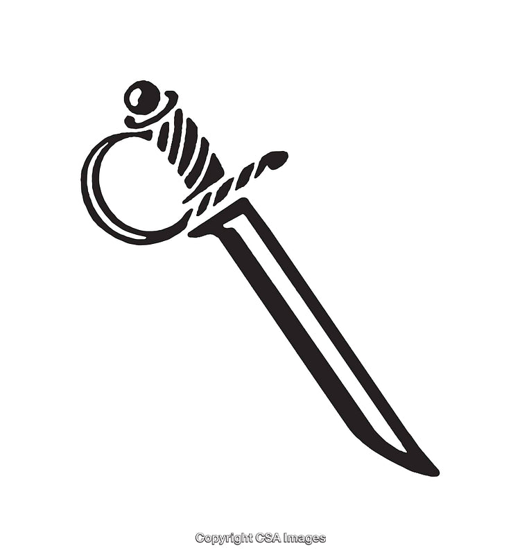 Black-and-White Illustration of a Historical Sword Design