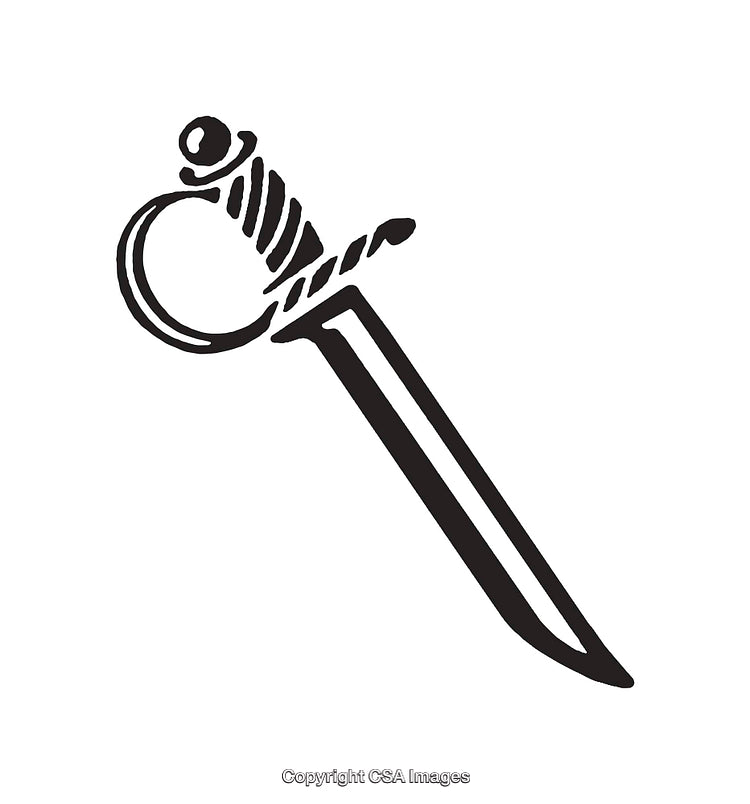 Black-and-White Illustration of a Historical Sword Design