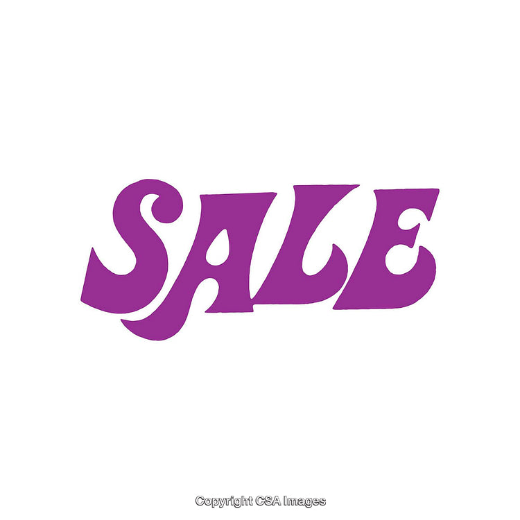 Purple Retro Sale Text on White Background