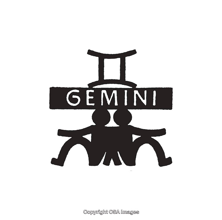 Stylized Line Art Illustration of the Gemini Zodiac Symbol in Black and White