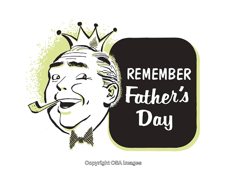 Retro Father’s Day Illustration Featuring a Cheerful Gentleman with a Crown and Pipe