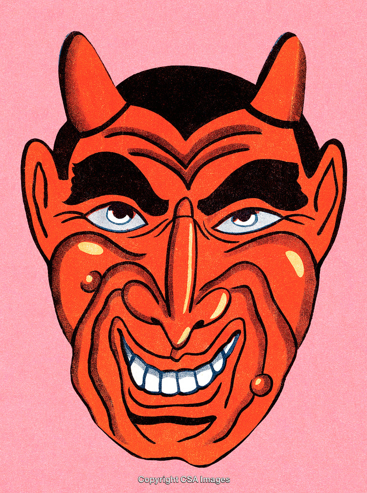 Vibrant Illustration of a Devil Mask With a Mischievous Grin