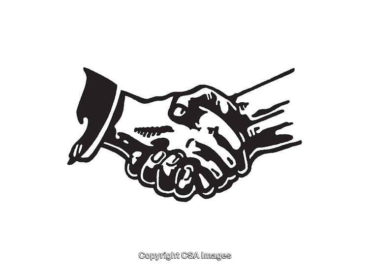 Black And White Line Art of a Classic Handshake Illustration