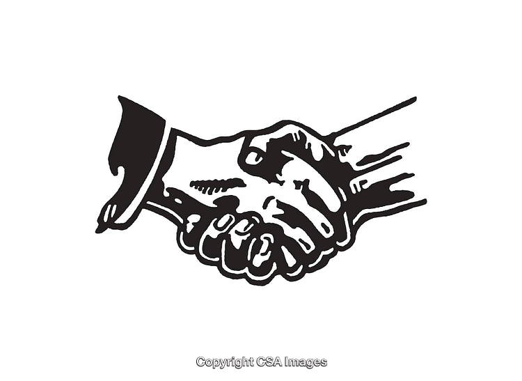 Black And White Line Art of a Classic Handshake Illustration