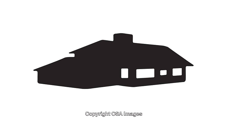 Silhouette Icon of a Single-Story Residential House