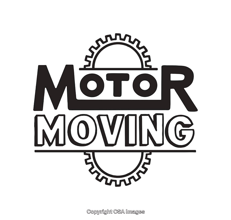 Monochrome Motor Gear Design with Text Elements and Mechanical Aesthetics
