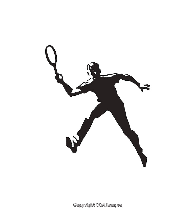 Dynamic Silhouette of a Tennis Player in Action for Sporting Themes
