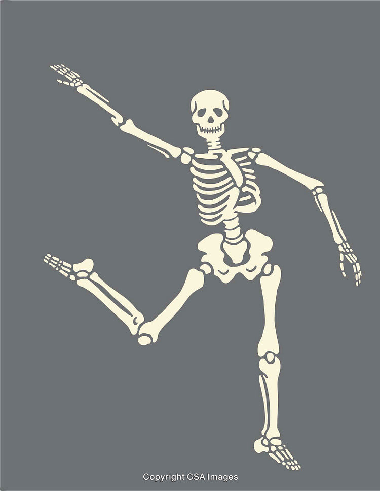 Cheerful Skeleton Performing Silly Dance in Artistic Graphic Design