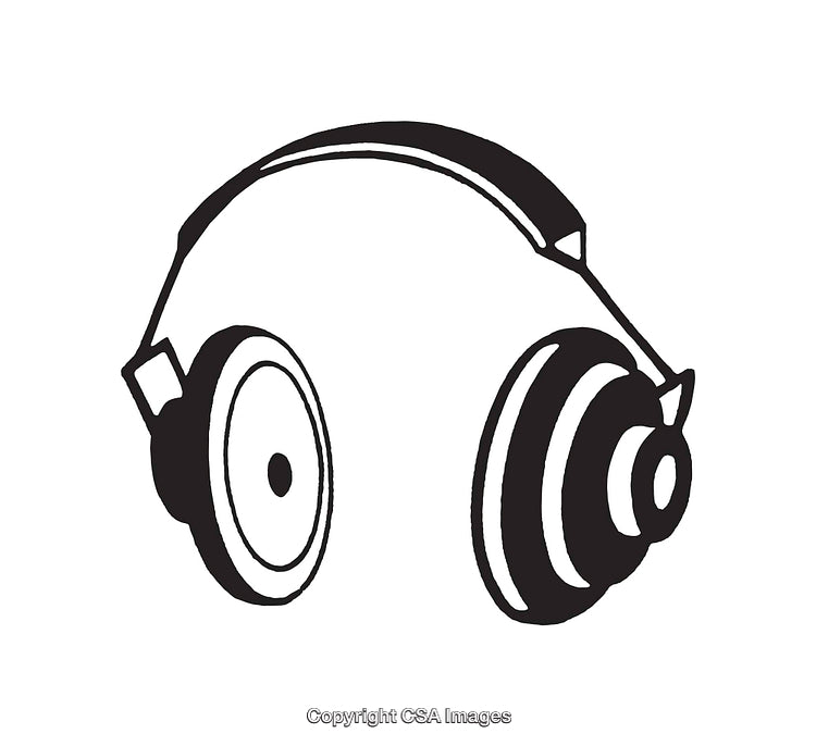 Monochrome Line Art Illustration of Stylish Headphones