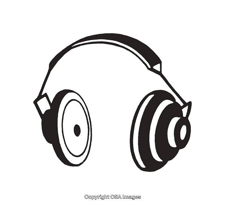 Monochrome Line Art Illustration of Stylish Headphones