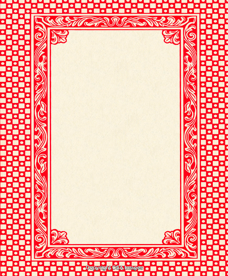 Elegant Red Ornate Frame With Decorative Patterns and Vintage Style Elements