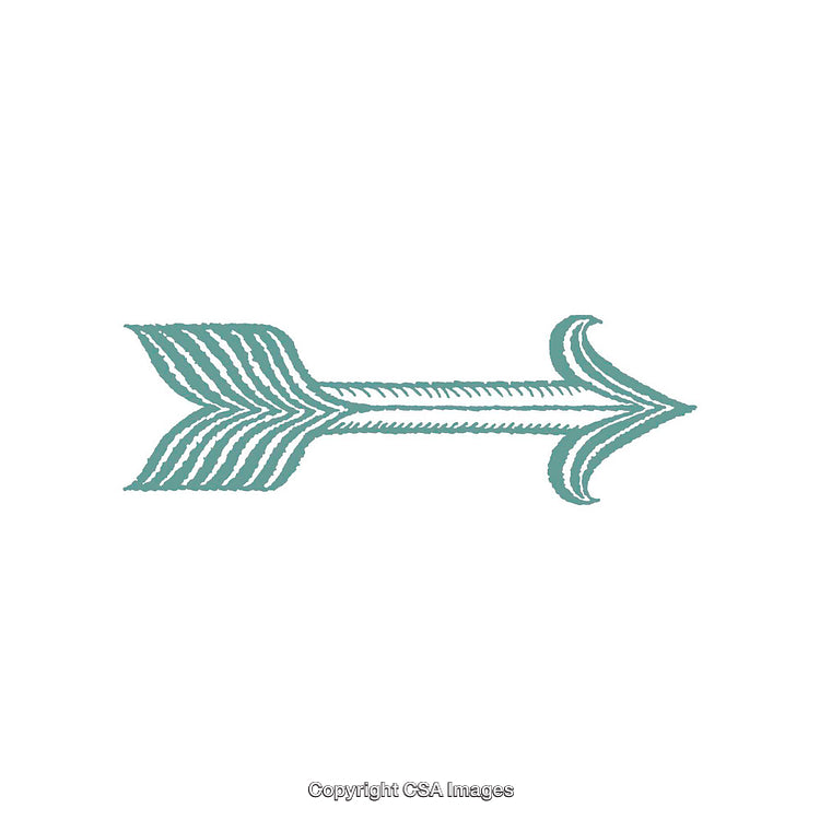 Decorative Hand-Drawn Arrow Illustration with Teal and White Detail