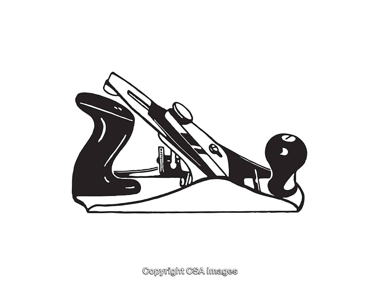 Black and White Illustration of a Traditional Hand Planer Tool