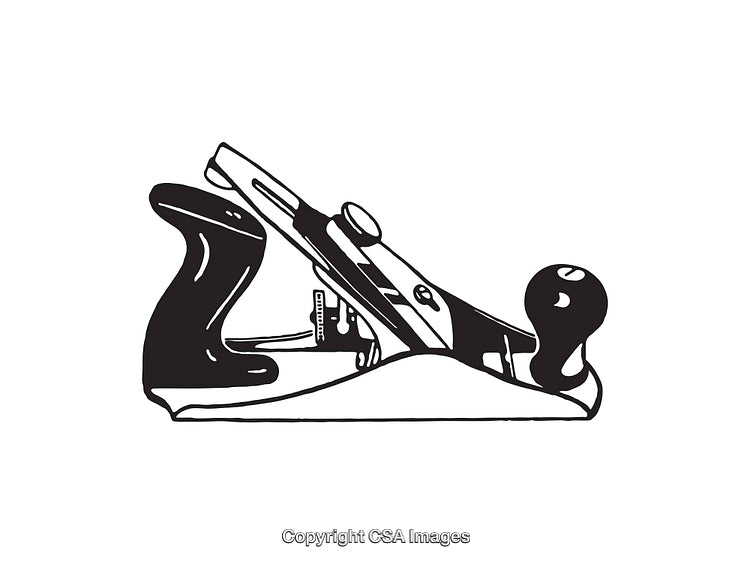 Black and White Illustration of a Traditional Hand Planer Tool