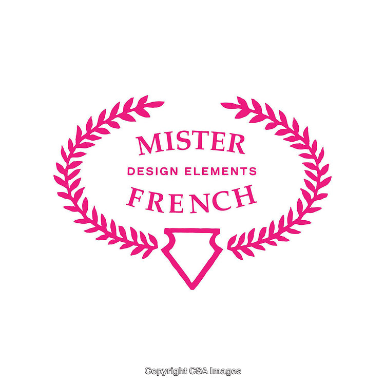 Elegant Pink Laurel Wreath Design with Typography on White Background