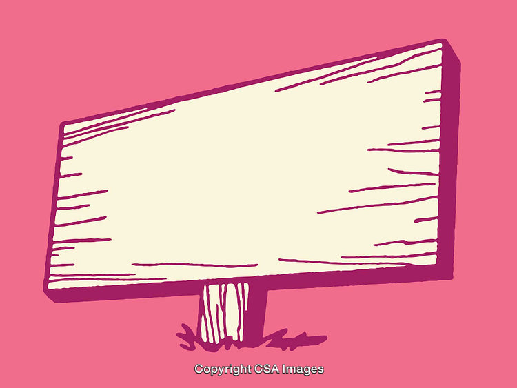 Illustration of a Wooden Signboard on a Vibrant Pink Background