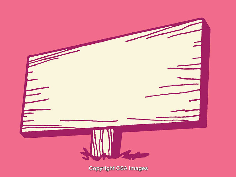 Illustration of a Wooden Signboard on a Vibrant Pink Background