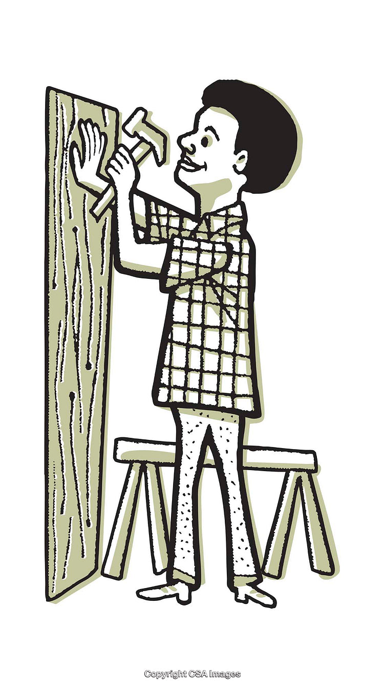 Illustration of a Skilled Individual Working on a Carpentry Project