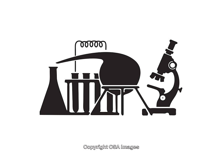 Abstract Black and White Science Equipment Icon Illustration