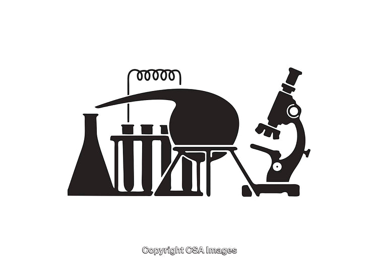 Abstract Black and White Science Equipment Icon Illustration