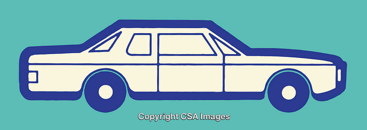 Minimalist Illustration of Classic Car on Vibrant Background