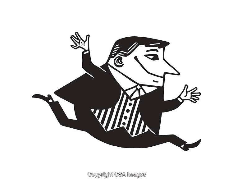 Black and White Line Art Illustration of a Person in Motion