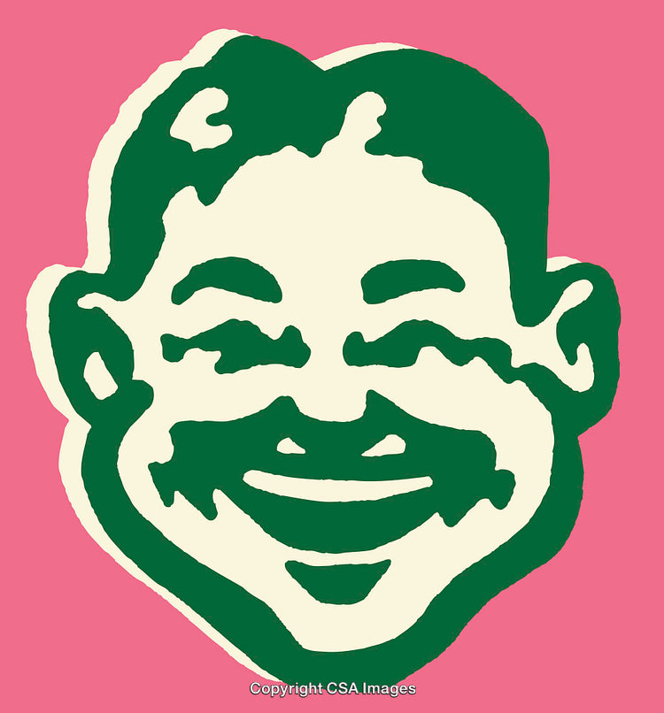 Abstract Color Line Art Illustration of a Smiling Face on Pink Background